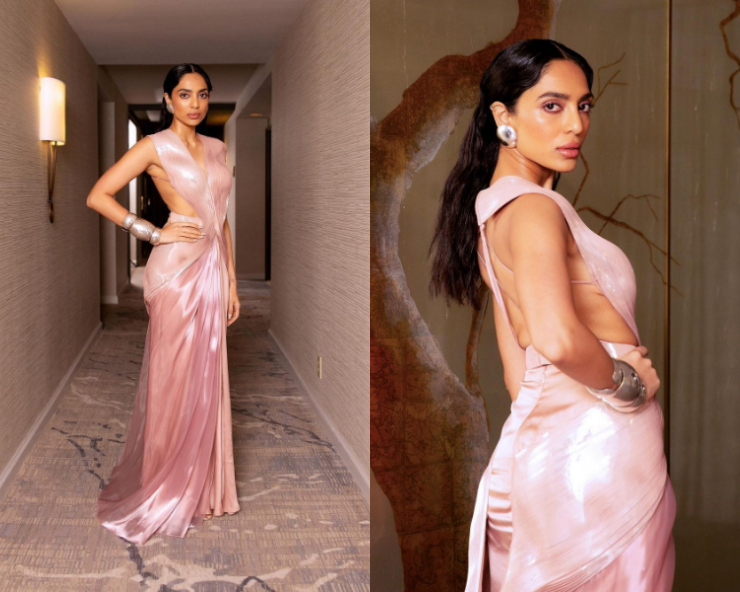 Sobhita Dhulipala Radiates Elegance in Blush Sculpted Gown at 'Monkey Man' World Premiere