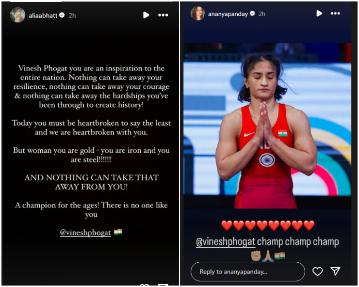 Vinesh Phogat's Olympic disqualification sparks reactions from Bollywood celebrities