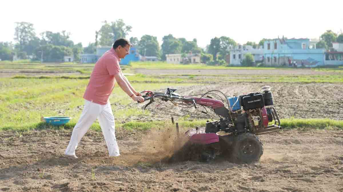 Uttarakhand Chief Minister Dhami Operates Tiller ...