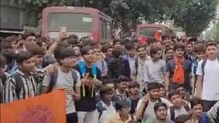 Students protest against BRTS in Surat