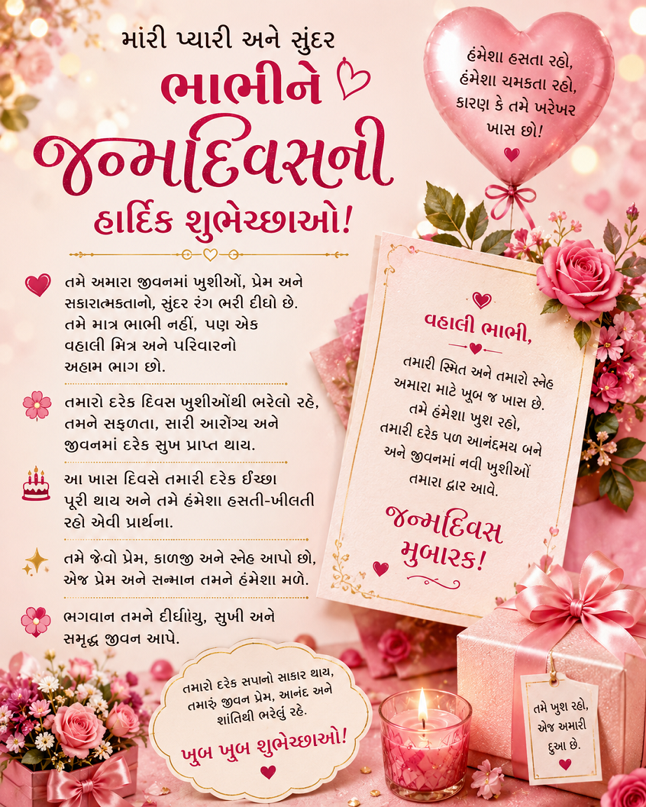 Birthday Wishes For Bhabhi in Gujarati -ભાભી માટે ...