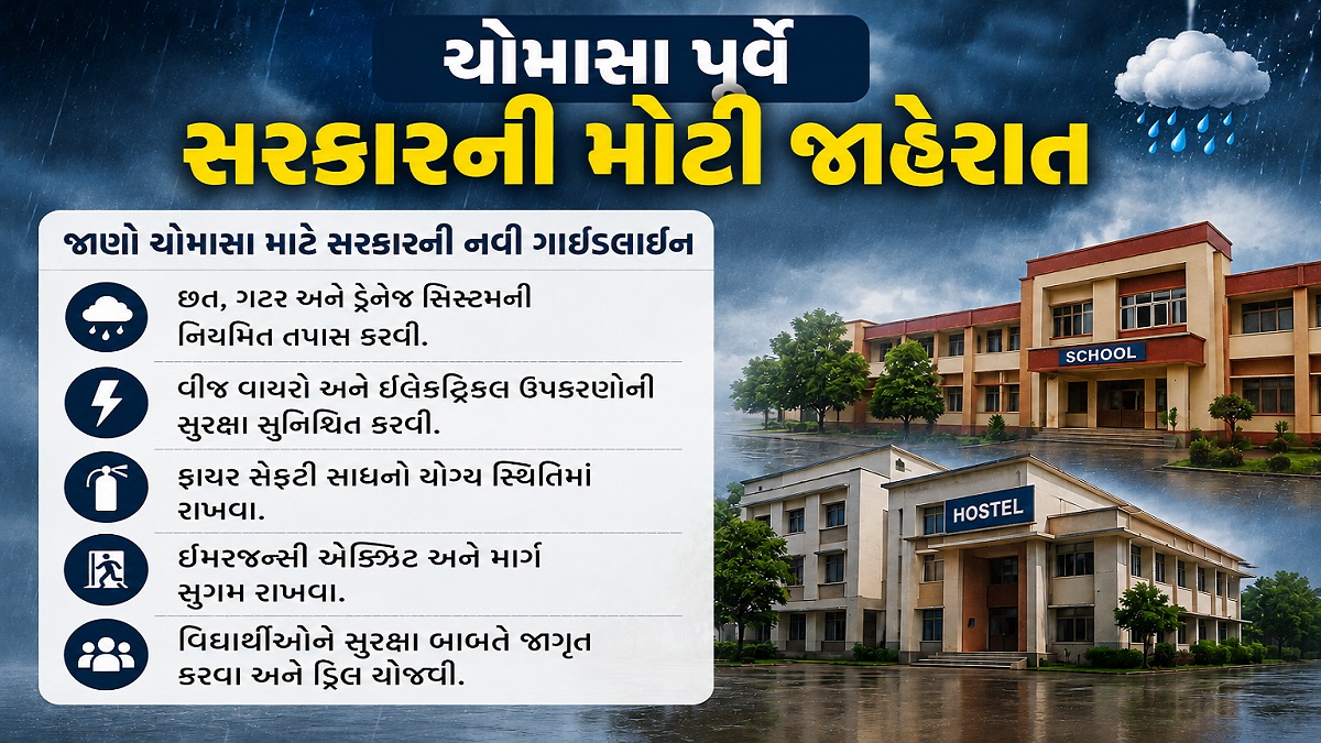 ચોમાસા પૂર્વે સરકારની મોટી જાહેરાત,  શાળાઓ અને ...
