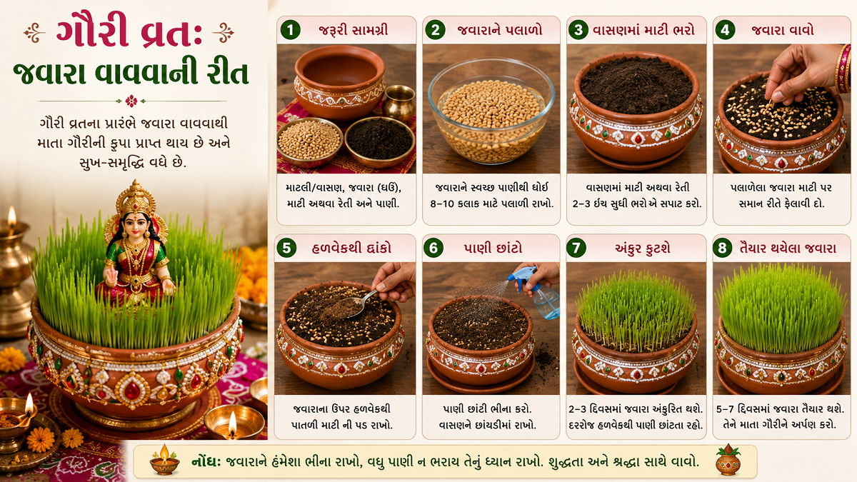 Jaya Parvati Vrat- ગૌરી વ્રત: જવારા વાવવાની રીત