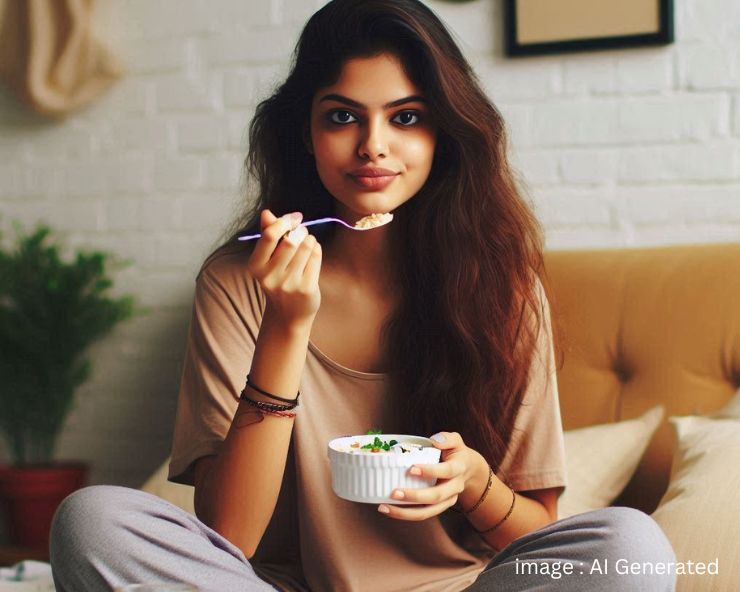 eating food on bed