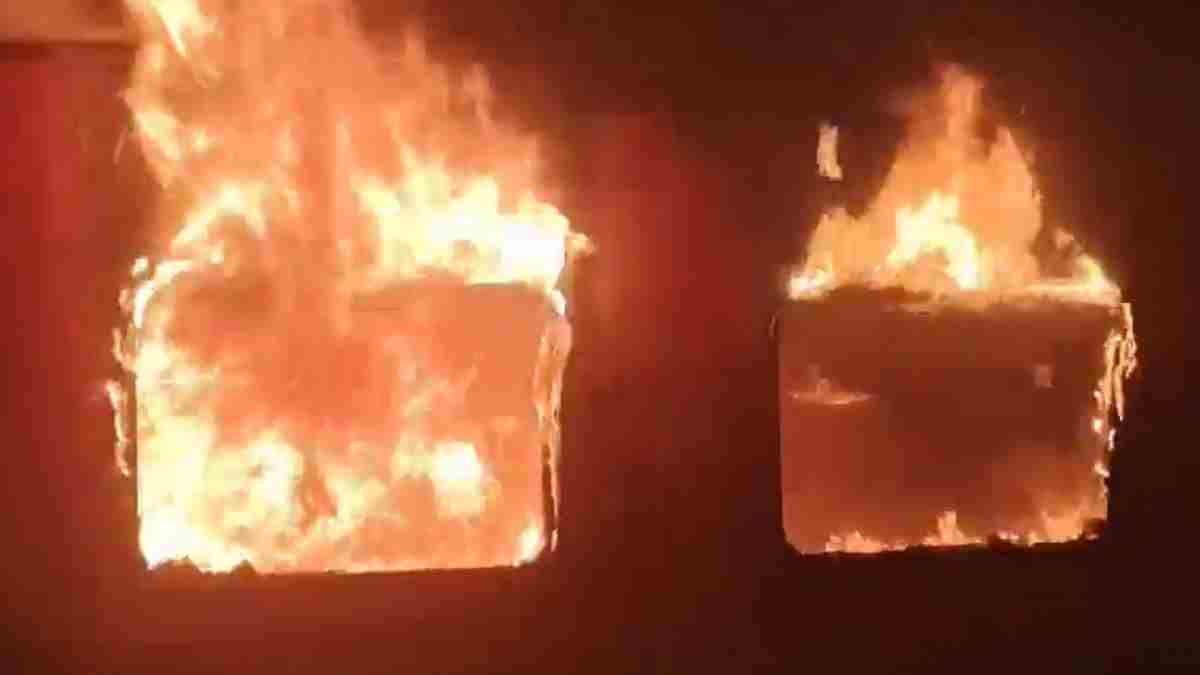 fire in train