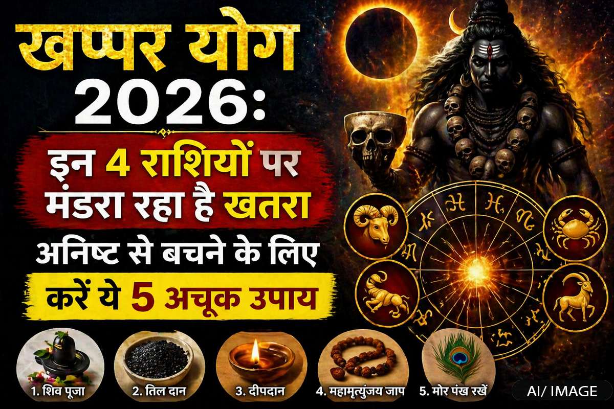 खप्पर योग 2026: इन 4 राशियों पर मंडरा रहा है खतरा, अनिष्ट से बचने के लिए करें ये 5 अचूक उपाय