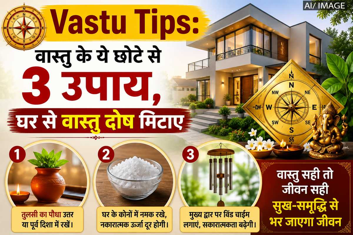 Vastu Tips: घर से वास्तु दोष मिटाने के 3 आसान उपाय, सुख-समृद्धि से भर जाएगा जीवन