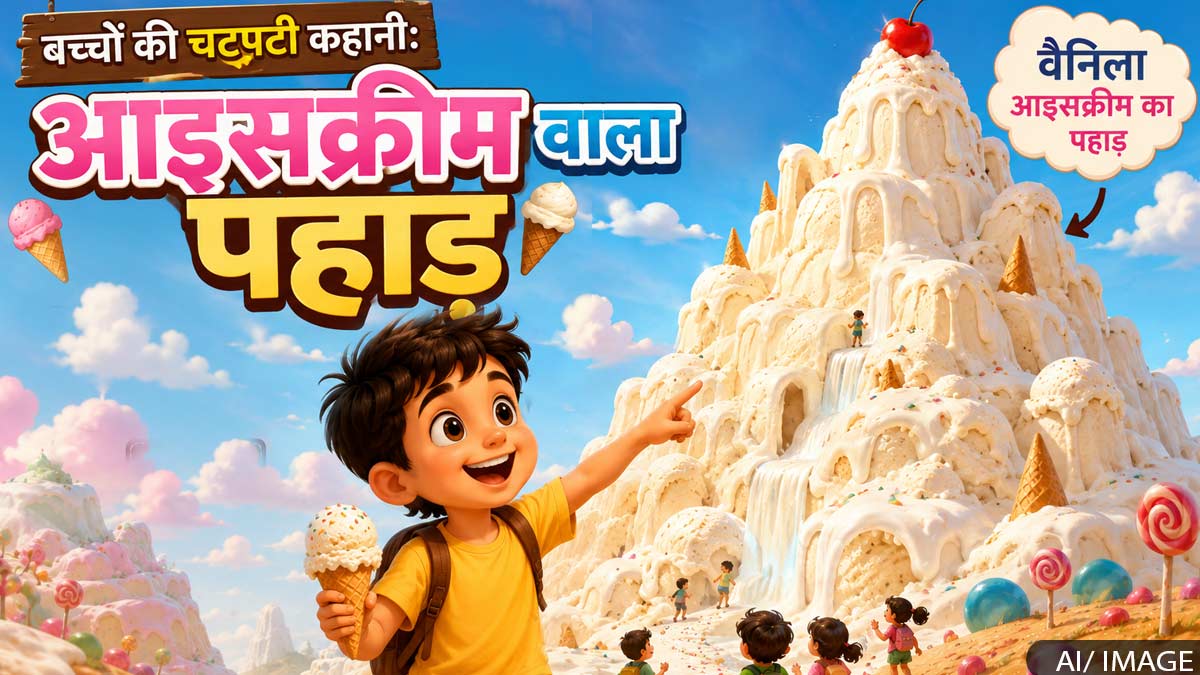 A lovely story for children to enjoy a cool summer afternoon, with an ice cream mountain as the image caption