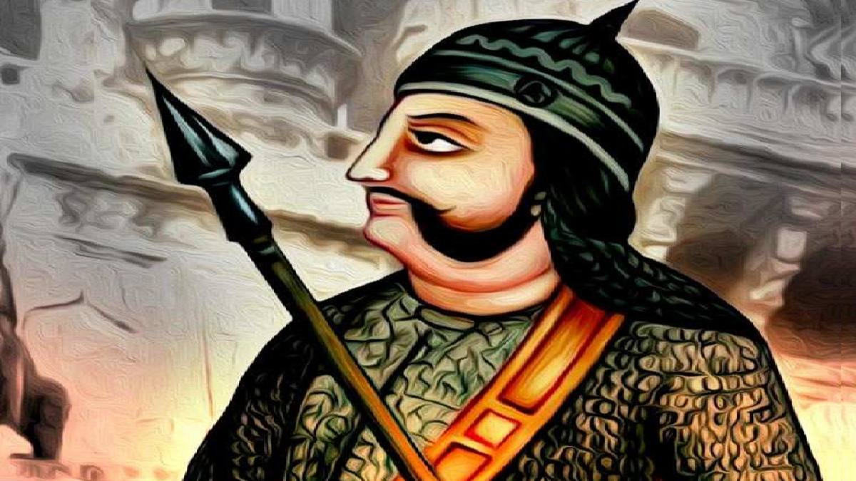 Maharaja Chhatrasal The image depicts a scene from the heroic saga of Maharaja Chhatrasal, the great freedom fighter of Bundelkhand