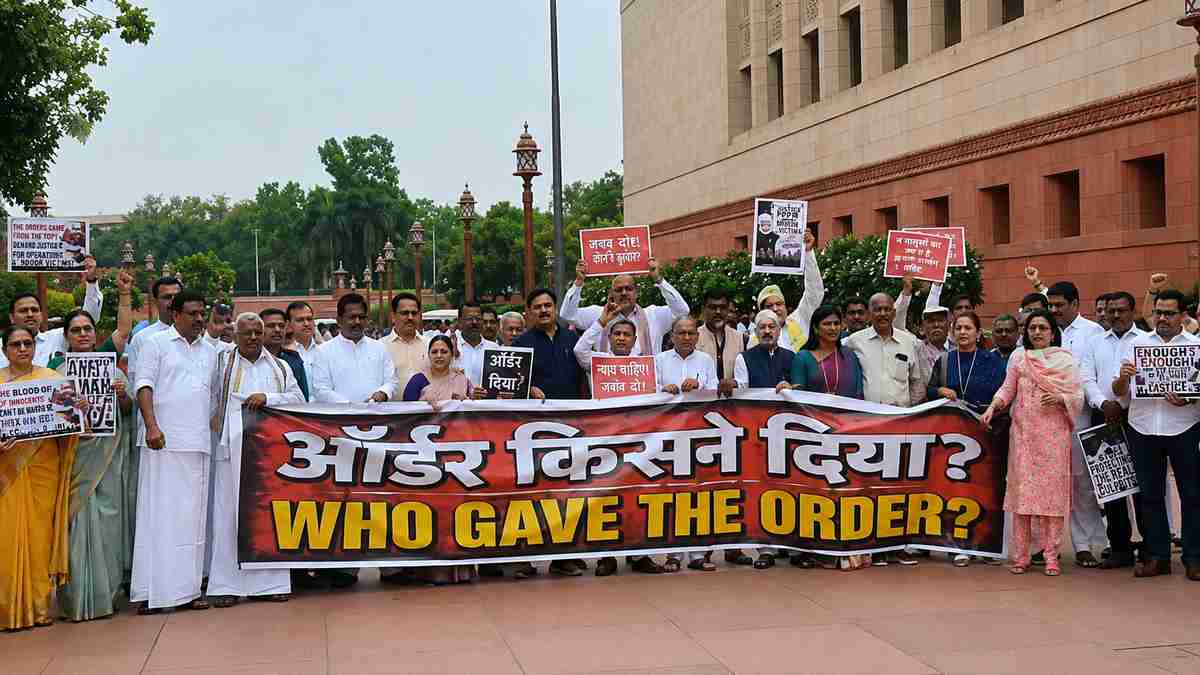 opposition leaders protes in parliament