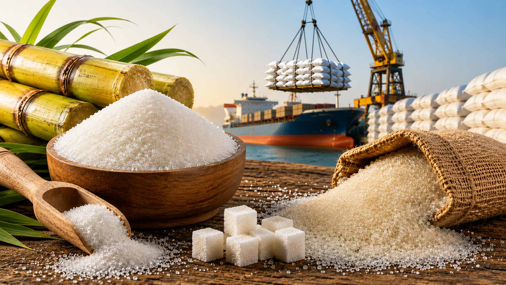 Photo : AI Generated tax free Sugar Import in India