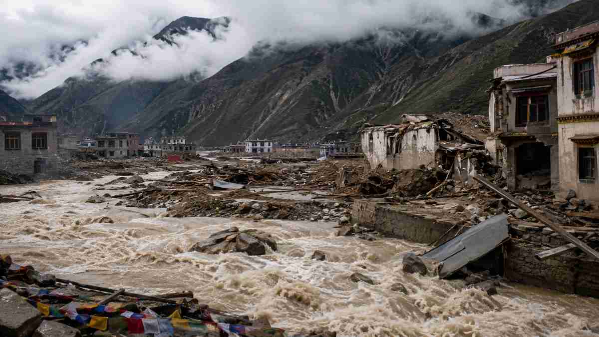 Photo : AI Generated Tibet Flood
