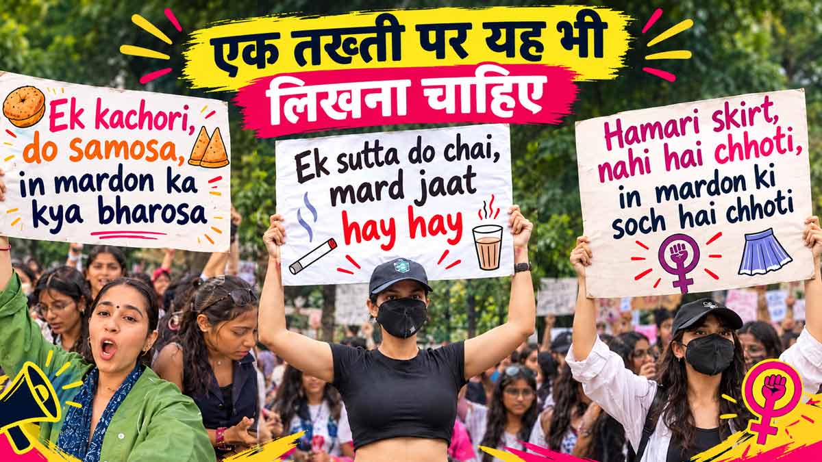 फेमिनिस्‍ट औरतों को एक तख़्ती पर मर्दों के लिए यह ...