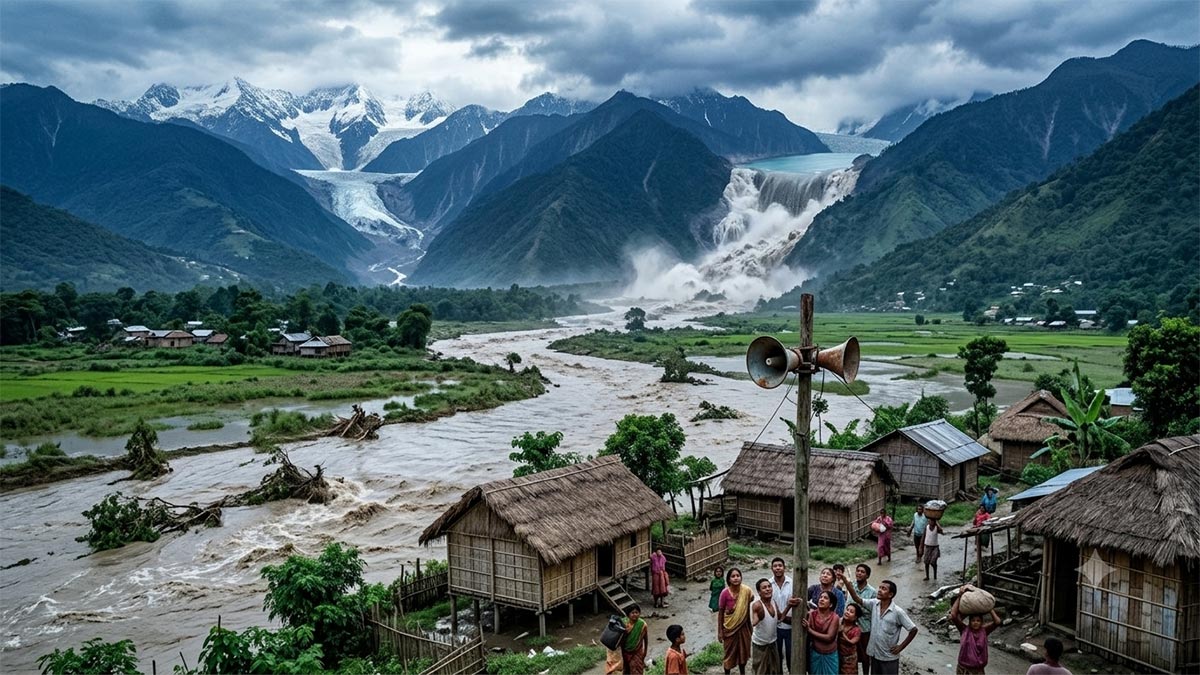 Bhutan glacier lake outburst Photo : AI Generated Bhutan glacier lake outburst