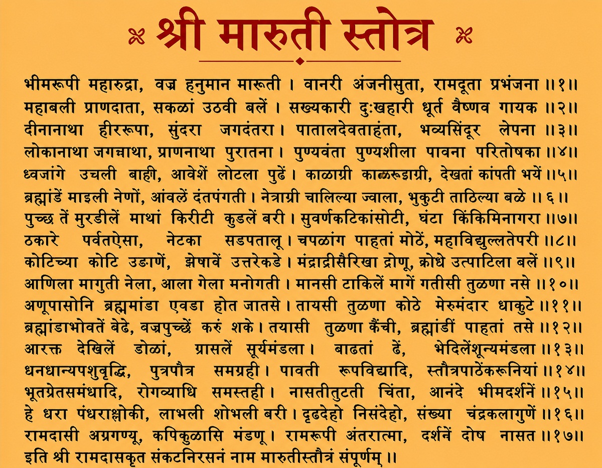 Maruti Stotra in Marathi मनातील भीती आणि संकटे ...