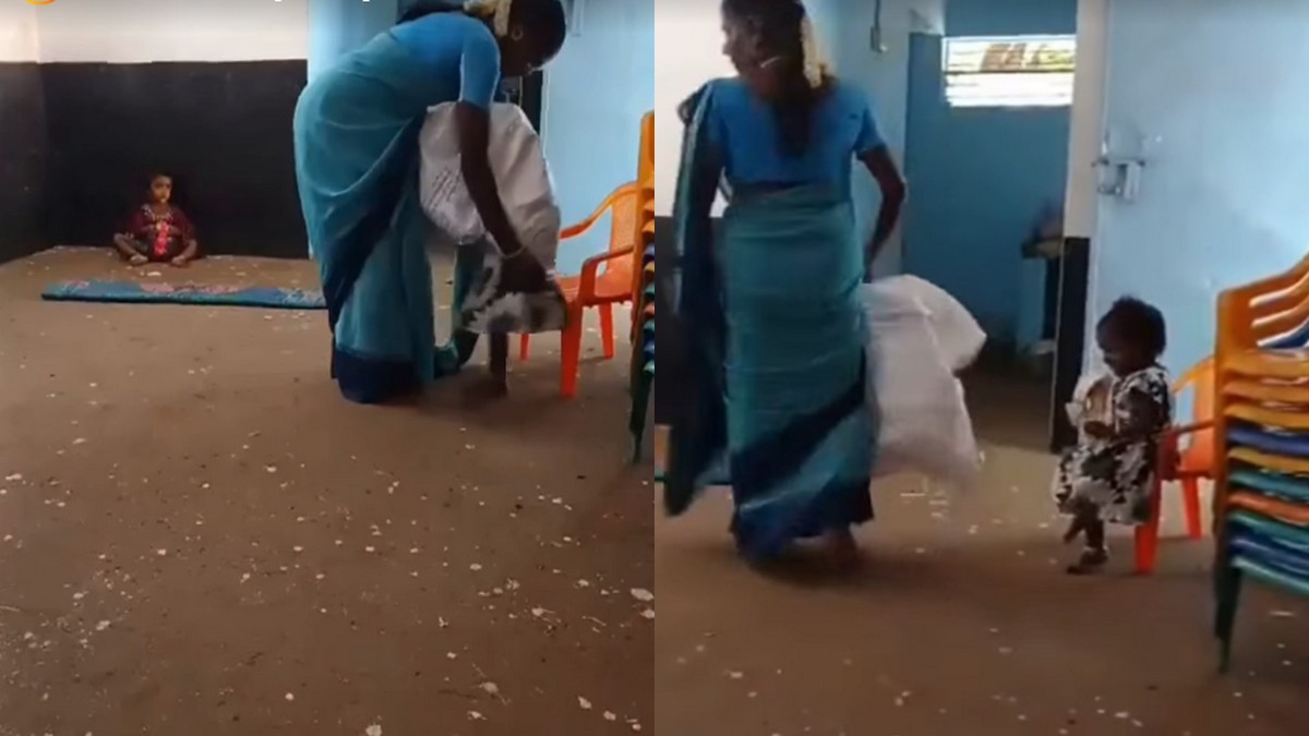குழந்தையை சாக்குப் பையால் மூடிய அங்கன்வாடி ...