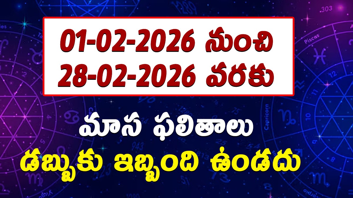 01-02-2026 నుంచి 28-02- 2026 వరకు మాస ఫలితాలు- డబ్బుకు ఇబ్బంది ఉండదు