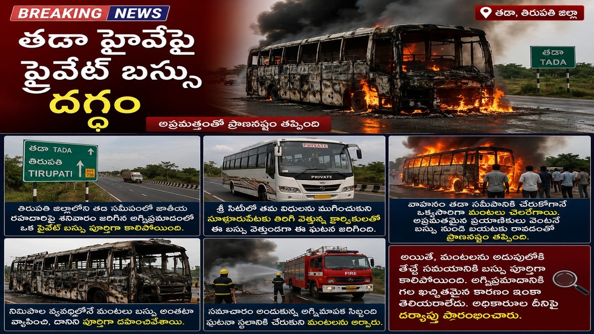 తడా హైవేలో అగ్ని ప్రమాదం.. పూర్తిగా కాలిపోయిన ...