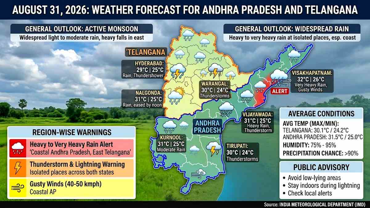 August 31, 2026: సోమవారం నాటి తెలుగు రాష్ట్రాల వాతావరణం ఎలా వుందంటే?