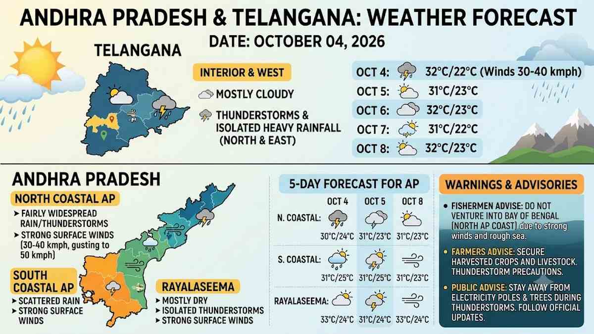 October 04, 2026: మంగళవారం నాటి తెలుగు రాష్ట్రాల వాతావరణం ఎలా వుందంటే?