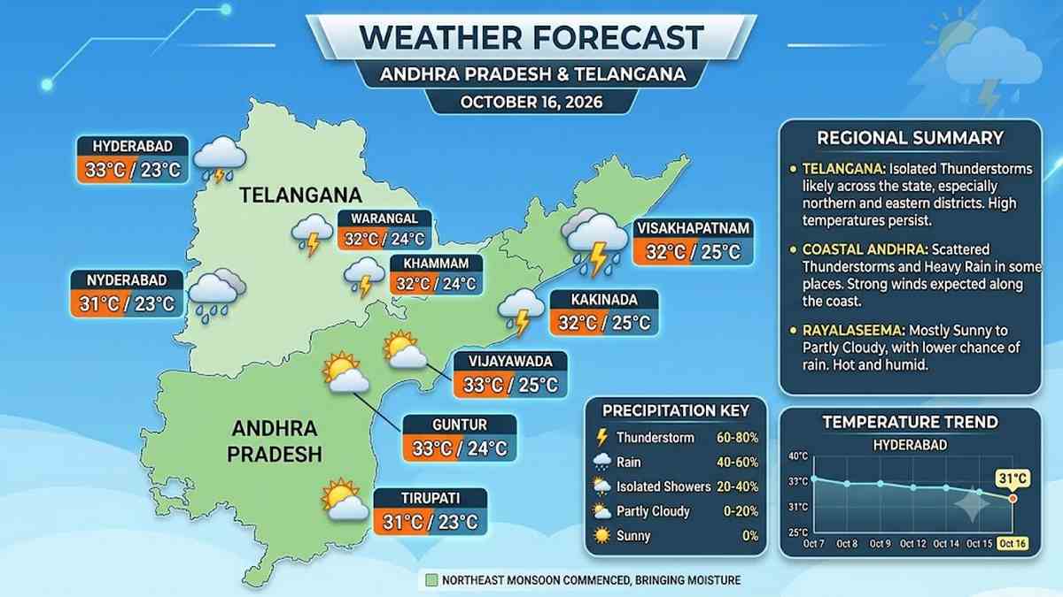 అక్టోబర్ 16, 2026 : తెలంగాణ- ఆంధ్రప్రదేశ్ రాష్ట్రాల వాతావరణం ఎలా వుందంటే?