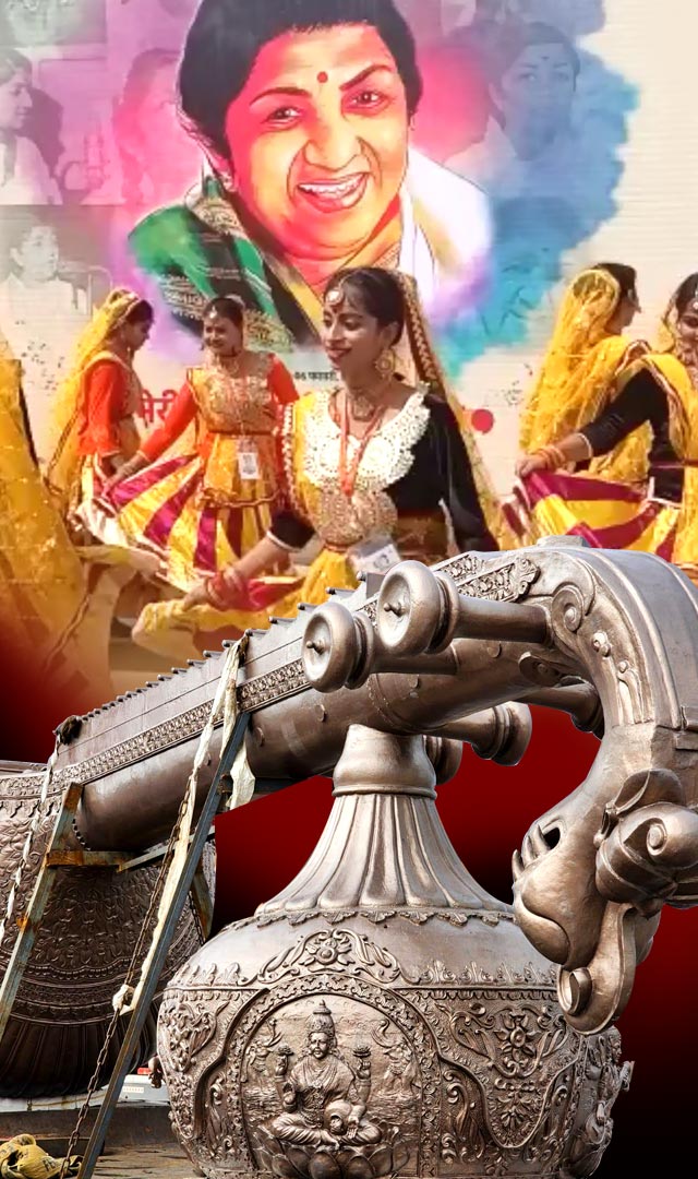 Ayodhya में Lata Mangeshkar चौक, 14 टन वजनी वीणा